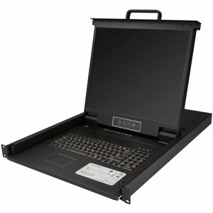 8 Port Rack KVM Konsole mit 1,8 m Kabeln, US Tastatur(QWERTY), Integrierter KVM Switch mit 19" LCD Monitor, 1HE, OSD, USB+