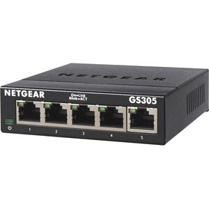 NETGEAR GS305 Switch 5 Port Gigabit Ethernet LAN Switch (Plug-and-Play Netzwerk Switch, LAN Verteiler, Hub energieffizient