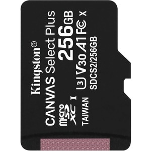 Carte microSDXC Kingston Canvas Select Plus SDCS2 - 256 Go - Classe 10/UHS-I (U3) - 1 Pack - 100 Mo/s en Lecture - 85 Mo/s