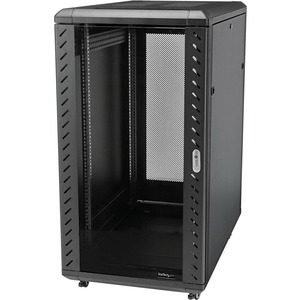 Armoire Rack 18U 19" pour Serveurs - 4 Poteaux, Profondeur Réglable (15,2-81,2cm) Verrouillable/Mobile avec Roulettes - 80