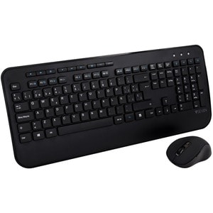 Clavier et souris V7 CKW300ES - QWERTY - Espagnol - Sans fil RF 2,40 GHz - Couleur du clavier/pavé tactile: Noir - Sans fi