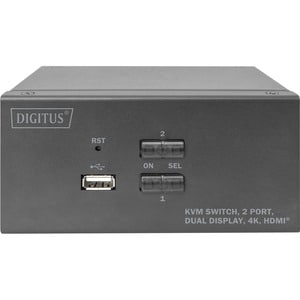 Digitus KVM-Switch, 2-Port, Dual-Display, 4K, HDMI®. Tastatur Porttyp: USB, Maus-Porttyp: USB, Video Porttyp: HDMI. HD-Typ