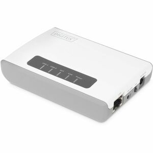 Digitus 2-Port USB 2.0 Wireless Multifunktions-Network Server, 300 Mbps. Produktfarbe: Weiß, LED-Anzeigen: Link, Leistung,
