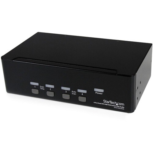 StarTech.com 4 Port Dual DVI USB KVM Switch w/ Audio & USB Hub - 4 Ordinateur(s) - 1 Utilisateur(s) local - QXGA - 2048 x 