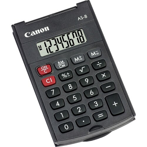 Calculatrice simple Canon AS-8 - 8 chiffres - LCD - Alimenté par Batterie - 11,4 mm x 60 mm - Gris foncé