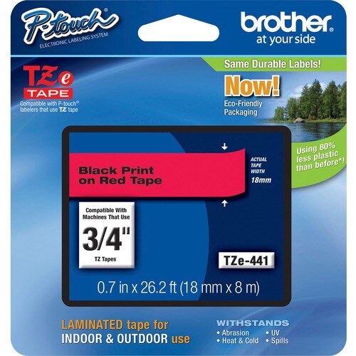 Ruban d'étiquettes Brother P-touch TZE441 - 17,78 mm Largeur - Rectangle - Rouge - 1 Unité - Résistant à la graisse, Résis
