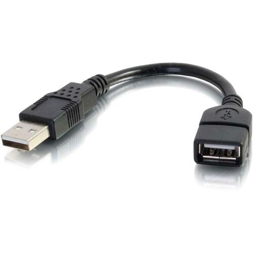 6IN USB 2.0 A TO USB A M/F EXTENSION CABLE BLACK