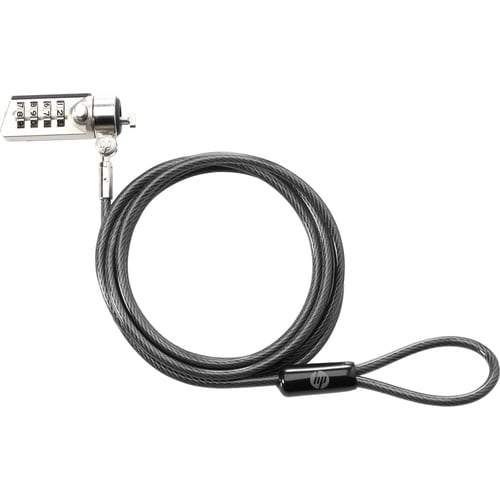 Câble de verrouillage HP Pour Ordinateur Portable - 1,83 m - Fermeture à combinaison - Noir - Acier galvanisé - Pour Ordin