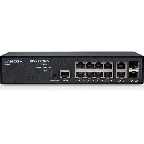 LANCOM GS-2310P+-Managed Layer-2-Switch m. 10 Ports, 8 Gigabit Ethernet Ports, 2 Combo-Ports (TP/SFP),PoE n. IEEE 802.3af/