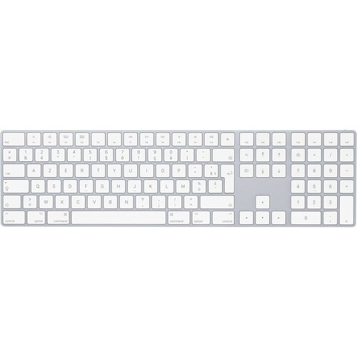 Clavier Apple Magic - Sans fil Connectivité - Français - AZERTY Disposition - Argenté, Blanc - Ciseaux Pavé Numérique - Bl