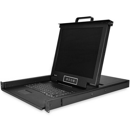 8 Port Rack KVM Konsole mit 1,8 m Kabeln, US Tastatur(QWERTY), Integrierter KVM Switch mit 17" LCD Monitor, 1HE, OSD, USB+