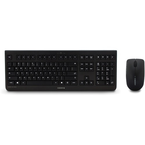CHERRY DW 3000 - USB LPK Wireless RF 2.48 GHz Keyboard - 104 Key - English (US) - Black - USB Wireless RF Mouse - Optical 