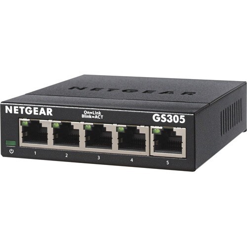 NETGEAR GS305 Switch 5 Port Gigabit Ethernet LAN Switch (Plug-and-Play Netzwerk Switch, LAN Verteiler, Hub energieffizient
