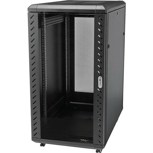 Armoire Rack 18U 19" pour Serveurs - 4 Poteaux, Profondeur Réglable (15,2-81,2cm) Verrouillable/Mobile avec Roulettes - 80