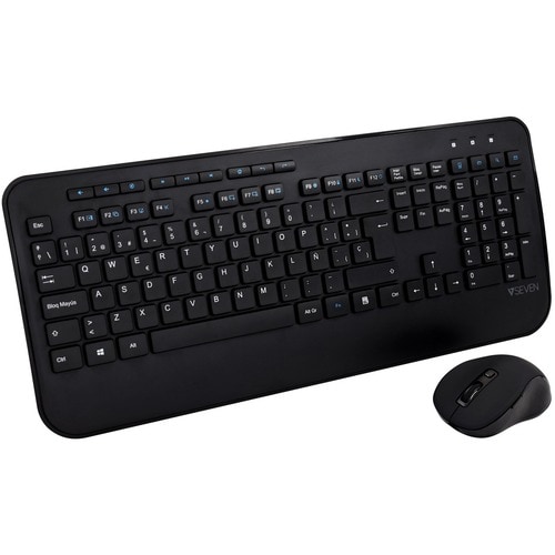 Clavier et souris V7 CKW300ES - QWERTY - Espagnol - Sans fil RF 2,40 GHz - Couleur du clavier/pavé tactile: Noir - Sans fi