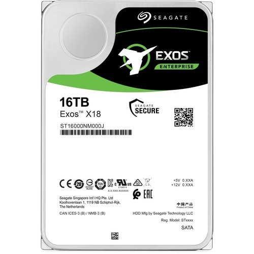 EXOS X18 16TB SATA, 3.5IN 7200RPM HELIUM 512E/4KN 