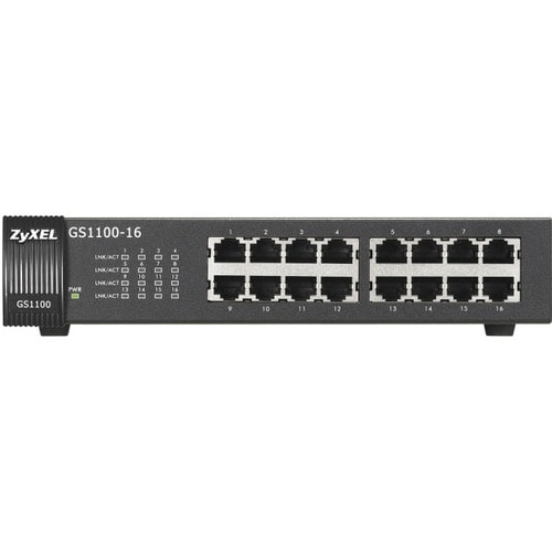 ZYXEL GS1100-16 16 Anschlüsse Ethernet-Switch - Gigabit-Ethernet - 100/1000Base-T - 2 Unterstützte Netzwerkschicht - 10 W 