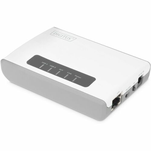 Digitus 2-Port USB 2.0 Wireless Multifunktions-Network Server, 300 Mbps. Produktfarbe: Weiß, LED-Anzeigen: Link, Leistung,