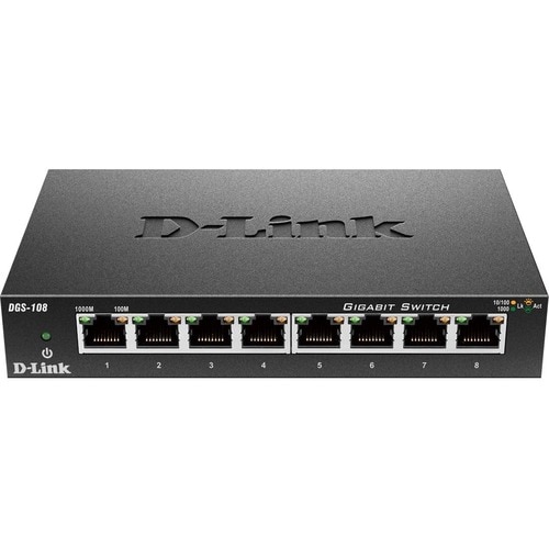 8PORT GIG DESKTOP SWITCH GREEN UNMANAGED METAL CHASSIS